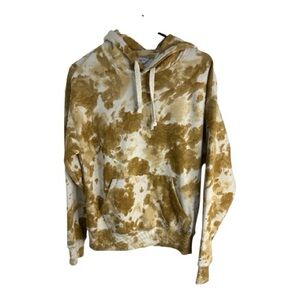 Lucky Brand Women’s Brown and Cream Tie-Dye Hoodie Sweatshirt Size S Unisex